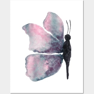 watercolour purple butterfly Posters and Art